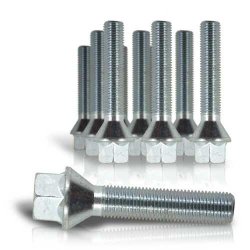 Hjulbolte kegle 14x1,5 - 33 mm gevind, slv, 10 stk.