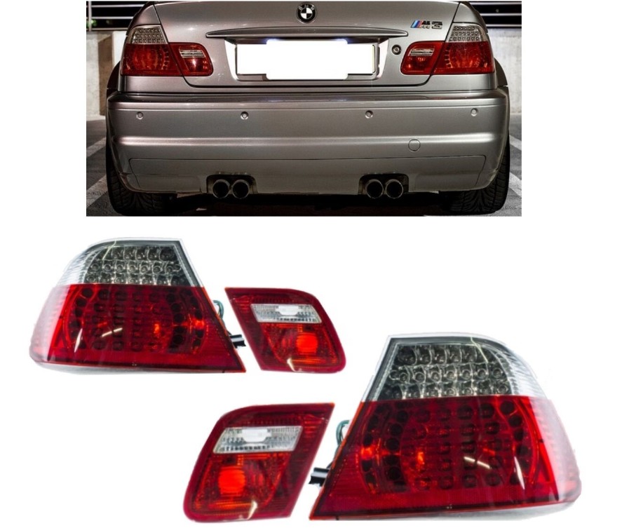 LED baglygter sæt i facelift design til BMW 3-serie E46 Coupé (ikke M3) rød/hvid