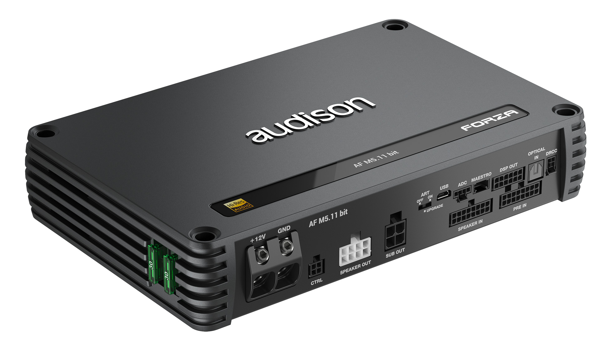 Audison Forza AF M5.11 bit - 5-kanals DSP-forstærker, 4 Ã 150 W + 1 Ã 600 W