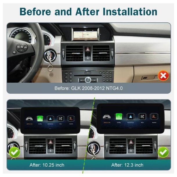 Multimedia m. touch screen, CarPlay, til Mercedes GLK NTG4.0, rgang 2008-2012