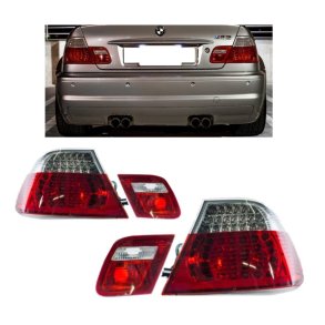 LED baglygter s�t i facelift design til BMW 3-serie E46 Coup� (ikke M3) � r�d/hvid