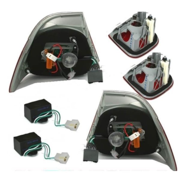 LED baglygter s�t i facelift design til BMW 3-serie E46 Coup� (ikke M3) � r�d/hvid