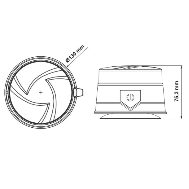 Truck Vision led beacon/lygte - genopladelig m. magnetmontering