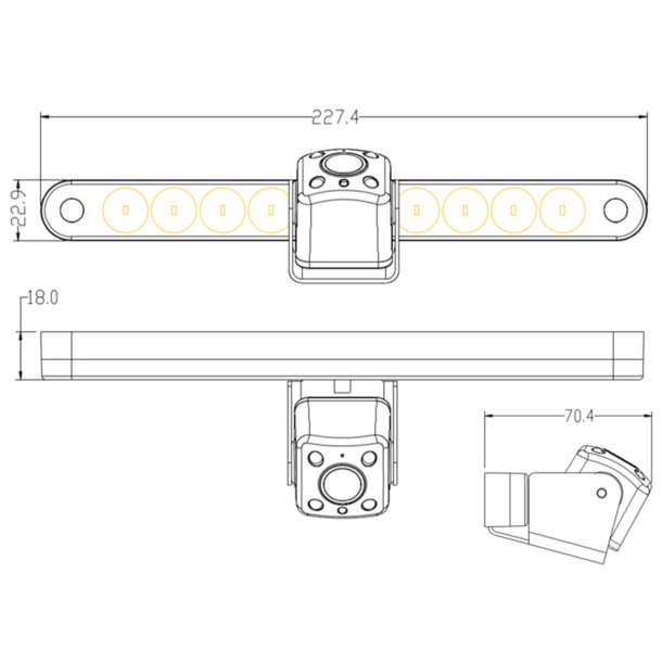 Stoplygte-bakkamera Universal slim