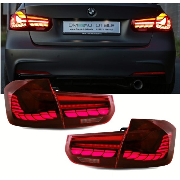 LED baglygter med dynamisk OLED/LED blink, r�d til BMW F30 / F35, 3 serie, Sedan, 2011-2019