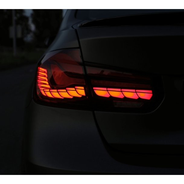 LED baglygter med dynamisk OLED/LED blink, r�d til BMW F30 / F35, 3 serie, Sedan, 2011-2019
