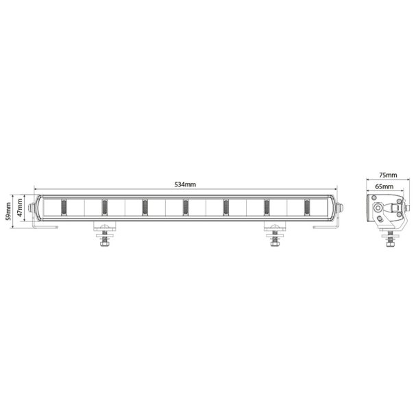 OPTIBEAM Super Captain One 600 Double Ref. - 534 mm LED fjernlysbar