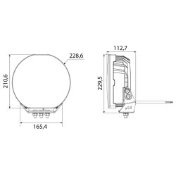 W-LIGHT Fury 9" LED fjernlyslampe - combi m. advarselslys