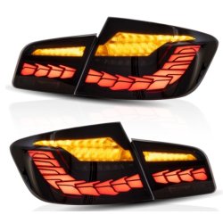 OLED baglygter s�t med dynamiske blink i sort/r�gfarvet til BMW 5-serie F10 sedan, 2011-2019