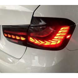 OLED baglygter s�t med dynamiske blink i sort/r�gfarvet til BMW 5-serie F10 sedan, 2011-2019