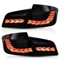 OLED baglygter s�t med dynamiske blink i sort/r�gfarvet til BMW 5-serie F10 sedan, 2011-2019