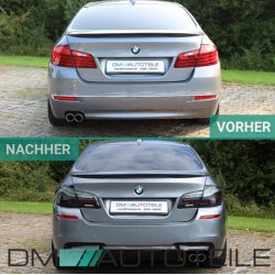 OLED baglygter s�t med dynamiske blink i sort/r�gfarvet til BMW 5-serie F10 sedan, 2011-2019