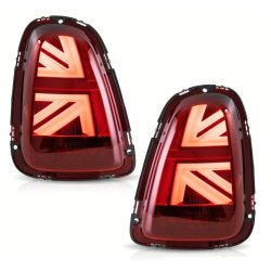 LED baglygter med Union Jack design i r�d/klar til Mini R56, R57, R58 og R59