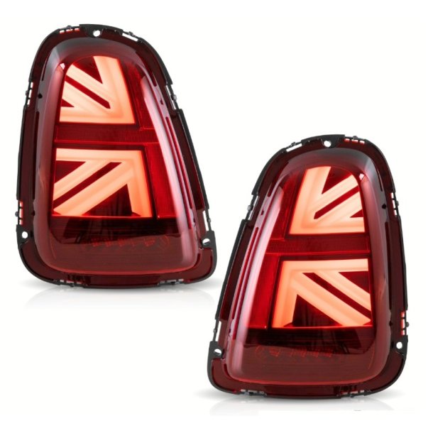 LED baglygter med Union Jack design i r�d/klar til Mini R56, R57, R58 og R59