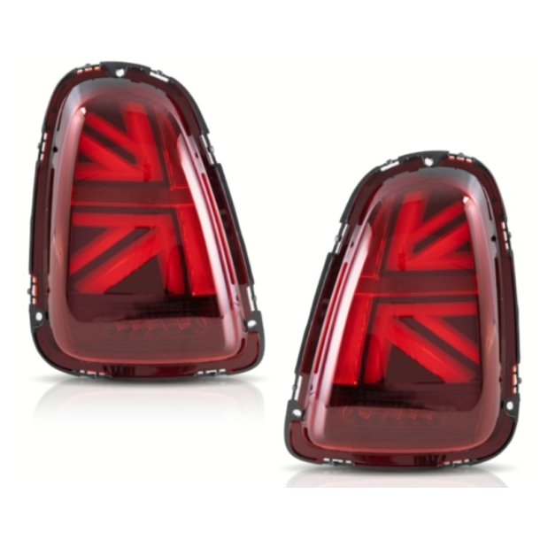LED baglygter med Union Jack design i r�d/klar til Mini R56, R57, R58 og R59