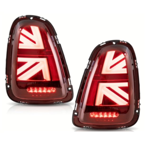 LED baglygter med Union Jack design i r�d/klar til Mini R56, R57, R58 og R59