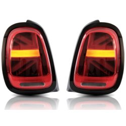 LED baglygter s�t med dynamiske blink (Union Jack) r�d/klar til Mini Cooper F55, F56 og F57
