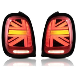 LED baglygter s�t med dynamiske blink (Union Jack) r�d/klar til Mini Cooper F55, F56 og F57