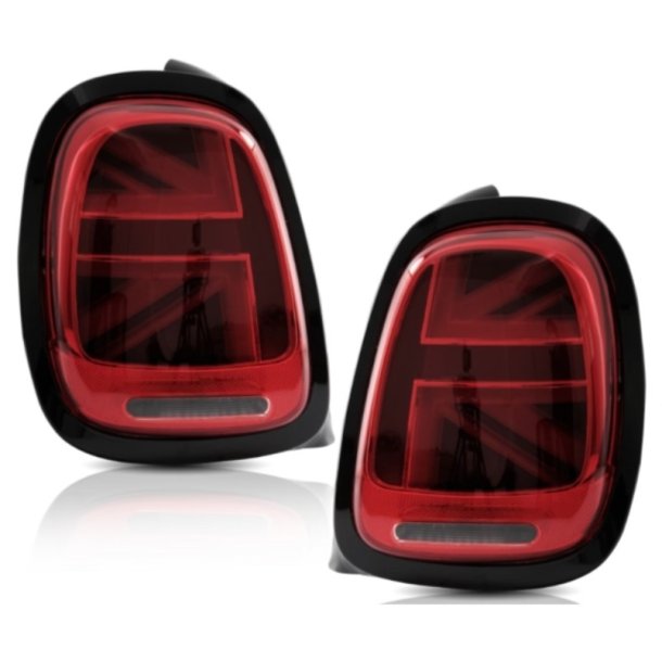 LED baglygter s�t med dynamiske blink (Union Jack) r�d/klar til Mini Cooper F55, F56 og F57