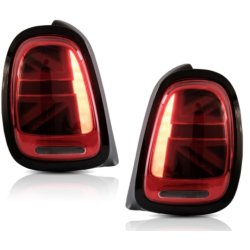 LED baglygter s�t med dynamiske blink (Union Jack) r�d/klar til Mini Cooper F55, F56 og F57