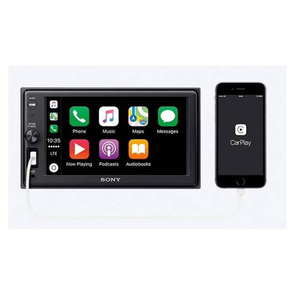Sony XAV-AX1000 2 DIN bilradio med Appel Carplay/Turner/aux/USB 3 pre-out, 4x55 w