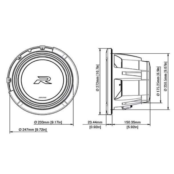 Alpine R2-W10D4 10" Subwoofer 4 ohm, R-Serie