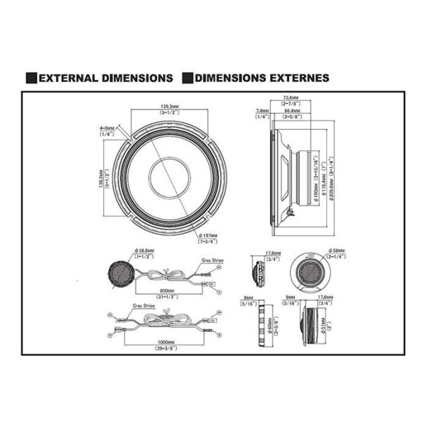 Alpine S2-S80C 20 cm Hjttaler 2-vejs, komponentst