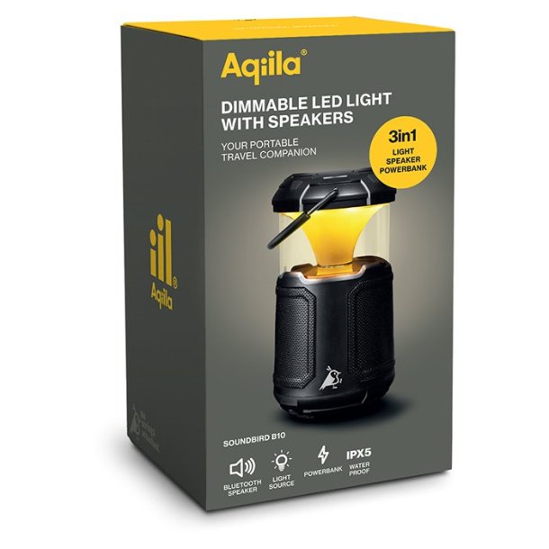 Aqiila Soundbird B10 LED lampe, Hjttaler og Powerbank