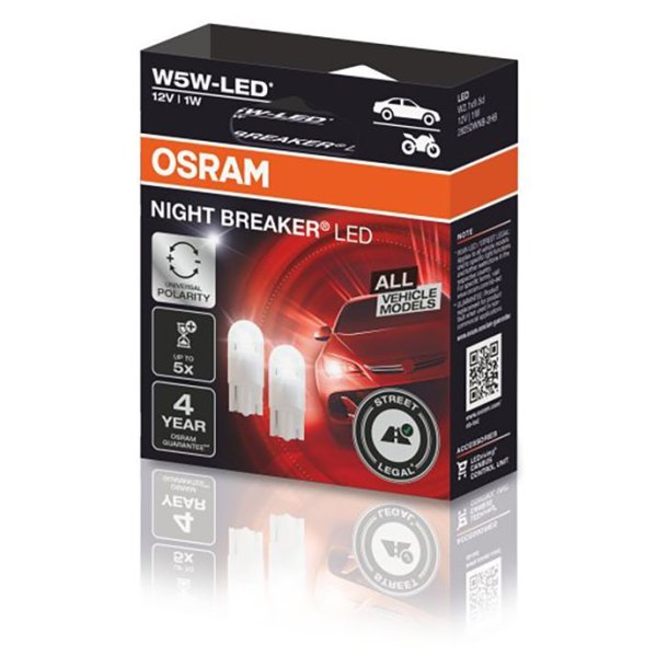 Osram Night Breaker W5W-LED 12V ECE godkendt - 2 stk.