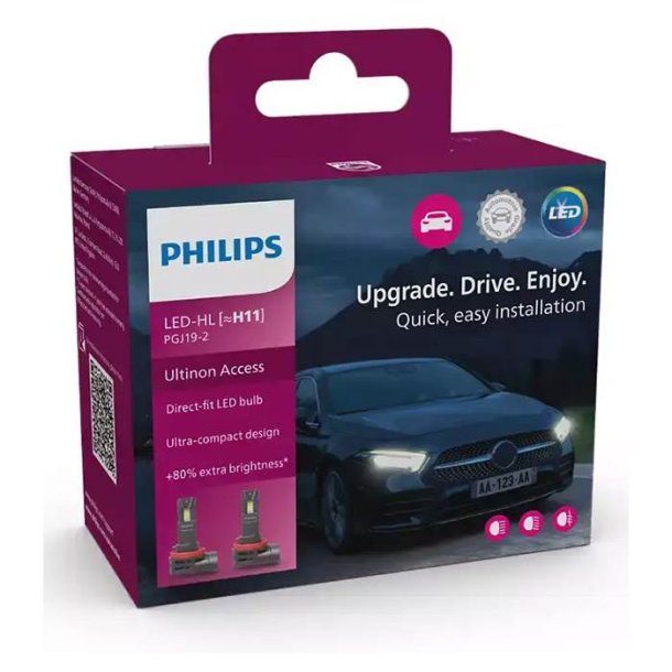 Philips Retrofit LED forlygteprer H11 12V, 2 stk.