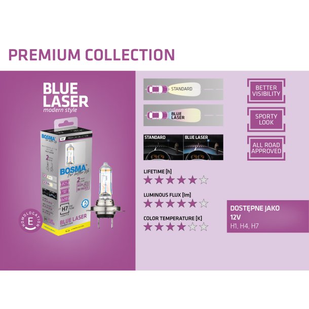 Bosma Prer BLUE LASER 12V 55W H7 PX26d - 2 stk.