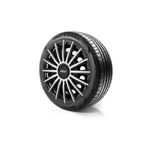 SPARCO TREVISO Hjulkapsler 15" slv/sort - 4 stk.