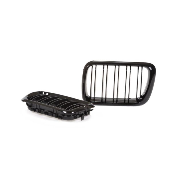 JOM Frontgrill med dobbelt ribbe i blank sort til BMW Serie 3 E36 rgang 1996-1999