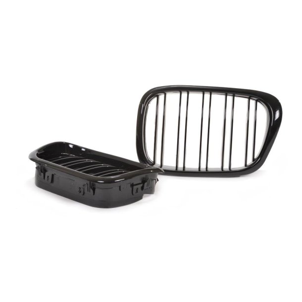 JOM Frontgrill med dobbelt ribbe i blank sort til BMW serie 5 E39 rgang 1995-2003