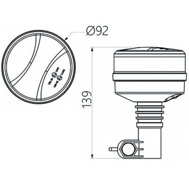 LED advarselsblink m/klar glas. 12 &amp; 24V/27W