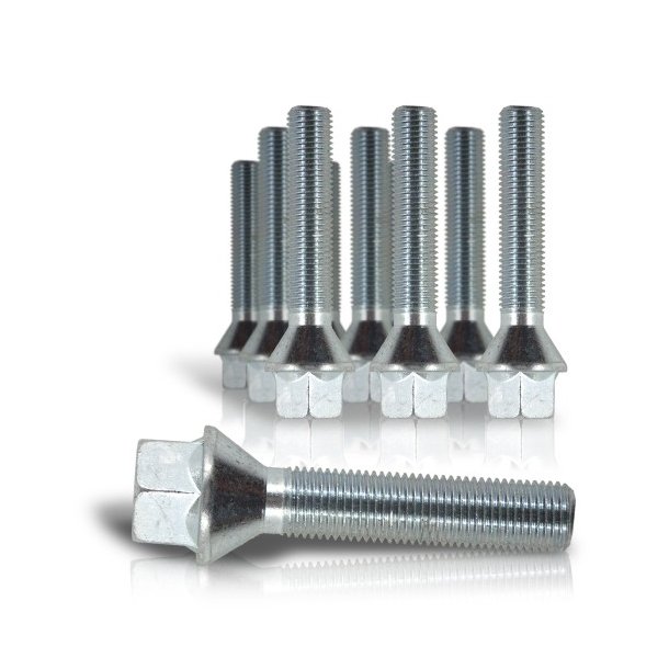 Hjulbolte kegle 14x1,25 - 33 mm gevind, s�lv, 10 stk.