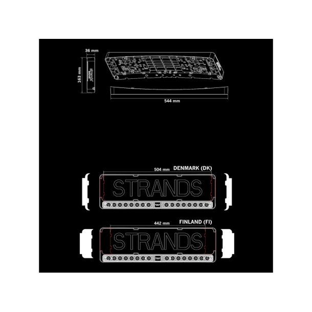 NUUK E-LINE DUO LED nummerplade-lys, indbygget rel�, 2x referens 20