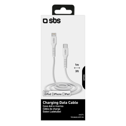 SBS USB C til Lightning kabel. 1 meter - Hvid