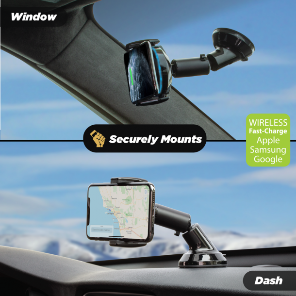 Scosche magicGRIP Double-Pivot Qi trdls opladning til Bil - sugekop