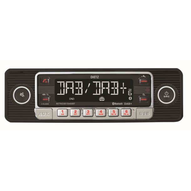 Dietz Retro bilradio med MP3, USB, RDS, AUX, DAB+ &amp; Bluetooth - Sort