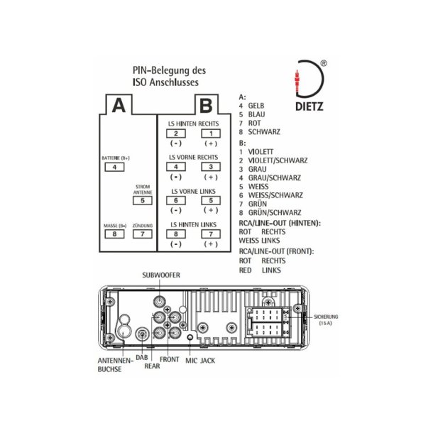 Dietz Retro bilradio med MP3, USB, RDS, AUX, DAB+ &amp; Bluetooth - Sort