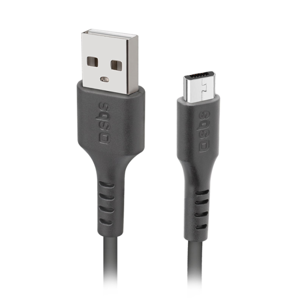 SBS data- og opladningskabel USB 2.0 - Micro USB. 1 meter - Sort