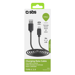 SBS USB C til USB A kabel. 2 m. - Sort