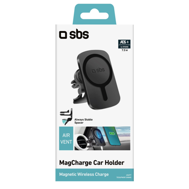 SBS magnetisk mobilholder og trdls MagSafe&#153; oplader til luftdyse - Sort