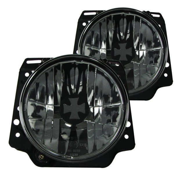 Forlygter klar glas / sort iron cross til VW Golf 2