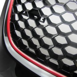 JOM Frontgrill GTI look med honey comb gitter i sort med rd liste til VW Golf 5
