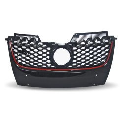 JOM Frontgrill GTI look med honey comb gitter i sort med rd liste til VW Golf 5