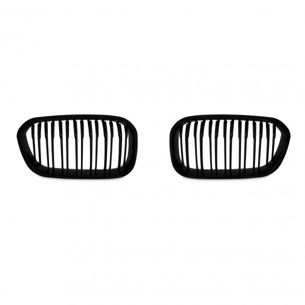 JOM Frontgrill med dobbelt ribbe i blank sort til BMW serie 1 F20/F21 rgang 2015-