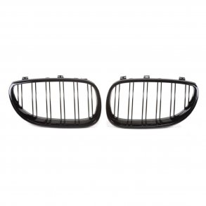 JOM Frontgrill med dobbelt ribbe i blank sort til BMW serie 5 E60 rgang 2003-2010