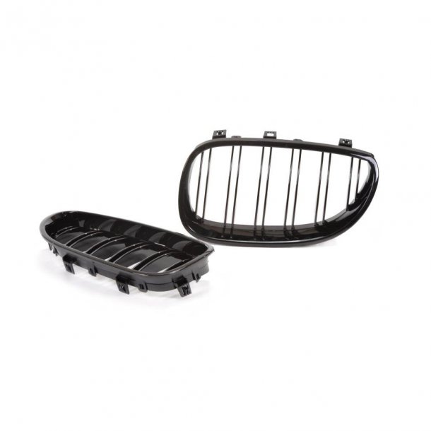 JOM Frontgrill med dobbelt ribbe i blank sort til BMW serie 5 E60 rgang 2003-2010
